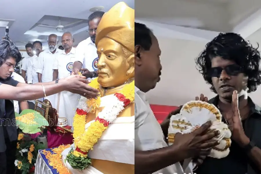 'നമ്മളിപ്പോഴും സനാതനത്തിന്റെ അടിമകൾ';തലപ്പാവ് അണിയിക്കാൻ ശ്രമിച്ച് സംഘാടകർ,അങ്ങനെ ചെയ്യരുതെന്ന് വേടൻ