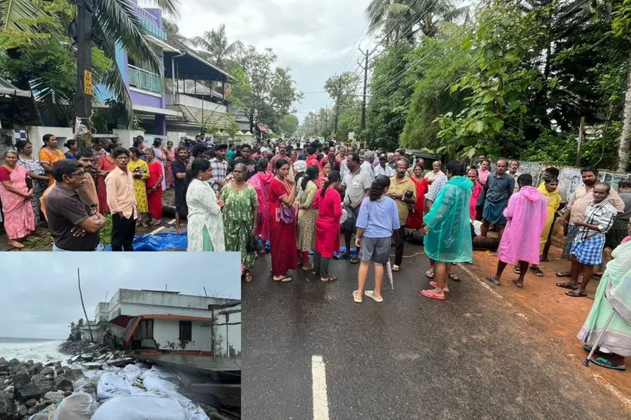 കടലേറ്റം: കക്കൂസിൽ പോകാനോ ഒരുഗ്ലാസ് വെള്ളം ചൂടാക്കാനോ കഴിയുന്നില്ല;പ്രതിഷേധിച്ച് കണ്ണമാലിയിലെ ജനങ്ങൾ