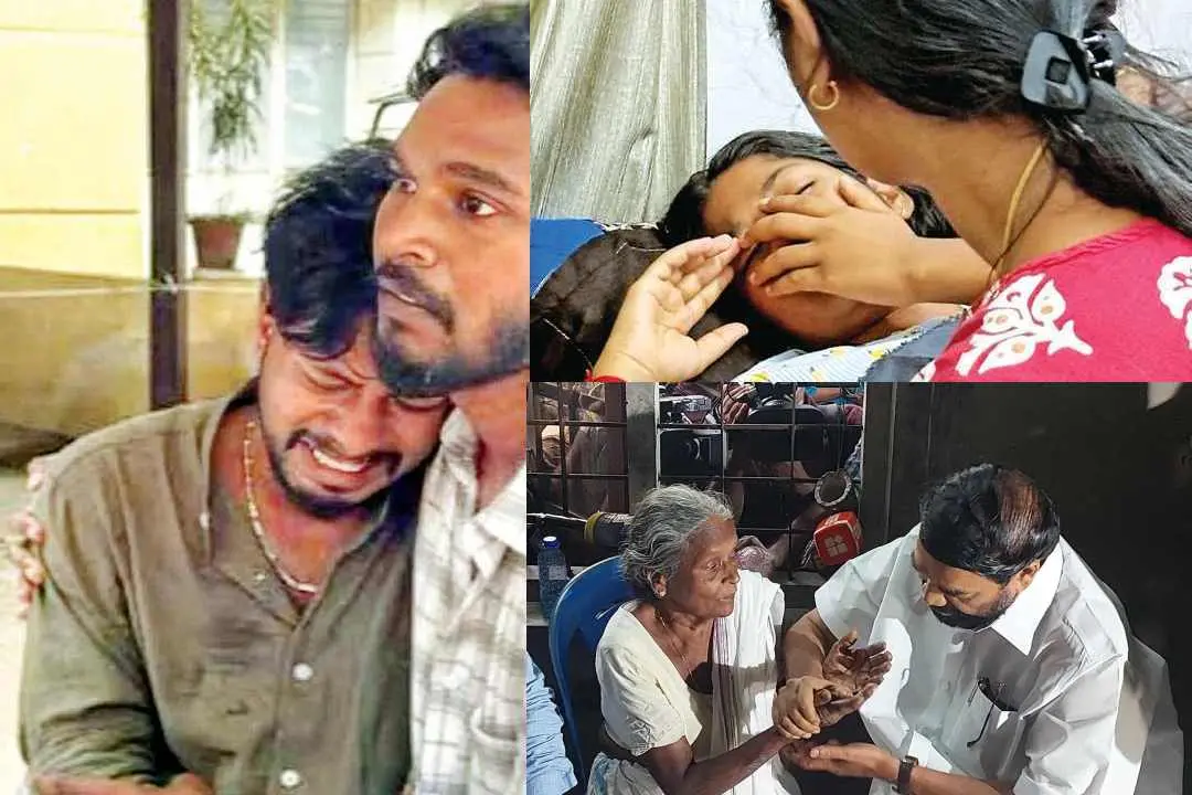 ബിന്ദുവിന്റെ മൃതദേഹം തിരിച്ചറിഞ്ഞശേഷംപൊട്ടിക്കരയുന്ന മകൻ നവനീത്,മകള് നവമിയെ ആശ്വസിപ്പിക്കുന്ന ബന്ധു, മന്ത്രി വി.എന്.വാസവന് ബിന്ദുവിന്റെ അമ്മയെ ആശ്വസിപ്പിക്കുന്നു