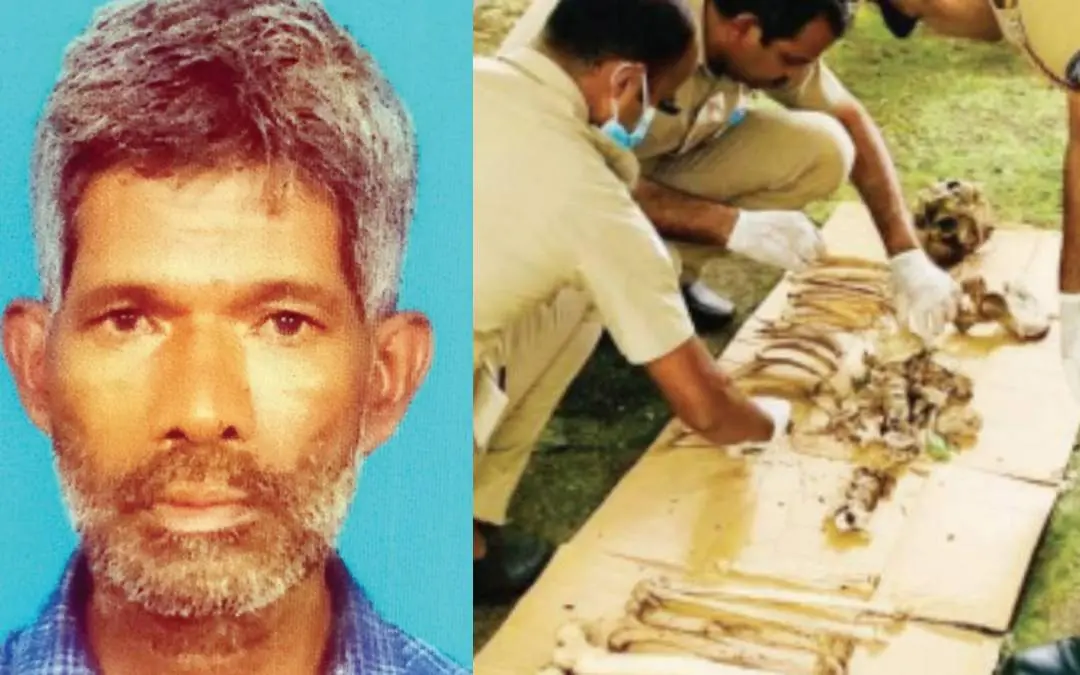 സോമൻ, വായാട്ടുപറമ്പിലെ കുളത്തിനാൽ ബിജുവിന്റെ പറമ്പിൽ കണ്ടെത്തിയ അസ്ഥികൾ ഫൊറൻസിക് സംഘം പരിശോധന നടത്തിയപ്പോൾ