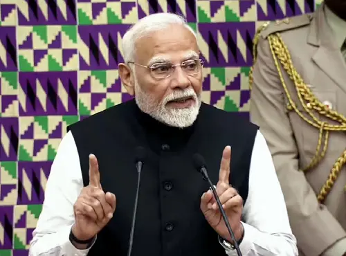 പ്രധാനമന്ത്രി നരേന്ദ്രമോദി ഘാന പാര്ലമെന്റില് സംസാരിക്കുന്നു | Photo : ANI
