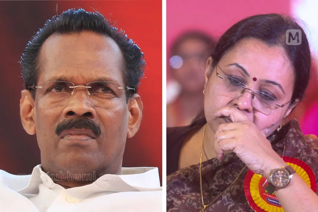ടി.പി. രാമകൃഷ്ണൻ, വീണ | ഫോട്ടോ: മാതൃഭൂമി