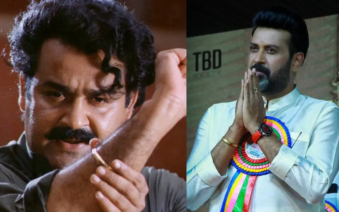 മോഹന്ലാന് ആറാംതമ്പുരാനില്, മനോജ് കെ. ജയന് | Photo: X/ Plumeria Movies, Facebook/ Manoj K Jayan