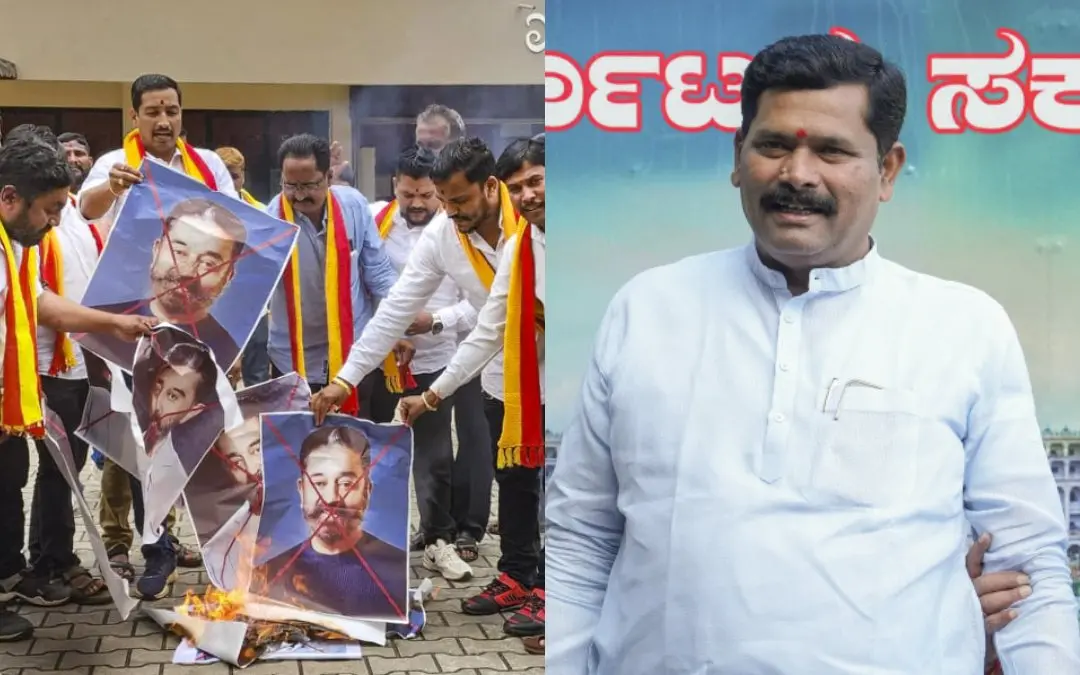 കമല് ഹാസന്റെ പരാമര്ശത്തിനെതിരായി നടന്ന പ്രതിഷേധം, ശിവരാജ് എസ്. തങ്കടഗി | Photo: PTI