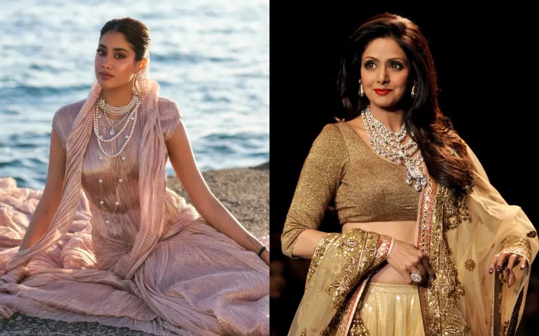 ജാൻവി കപൂർ കാനിൽ, ശ്രീദേവി (ഫയൽ ചിത്രം) | Photos: instagram.com/janhvikapoor, AFP