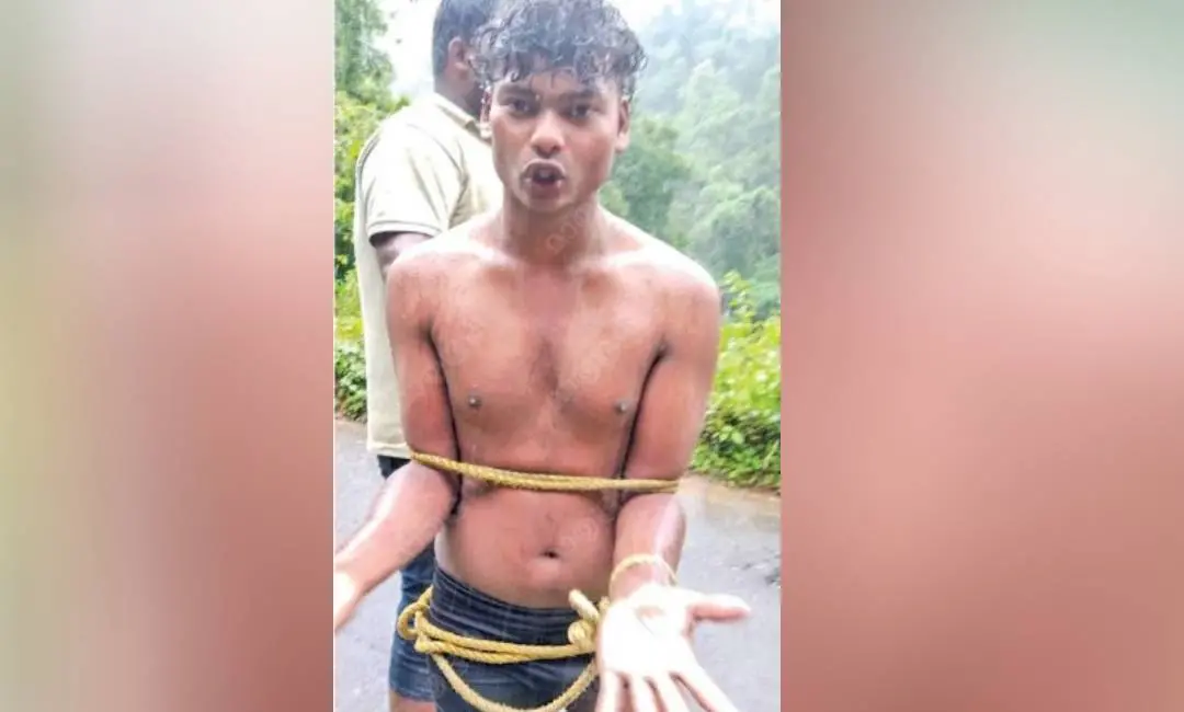 ഷിജുവിനെ കെട്ടിയിട്ട നിലയില്