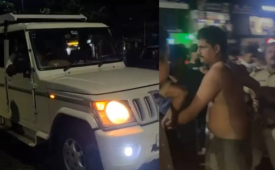മോഷ്ടിച്ച് കടത്തിയ വാഹനം, പ്രതി മുനീബിനെ നാട്ടുകാര് പോലീസിന് കൈമാറിയപ്പോള്