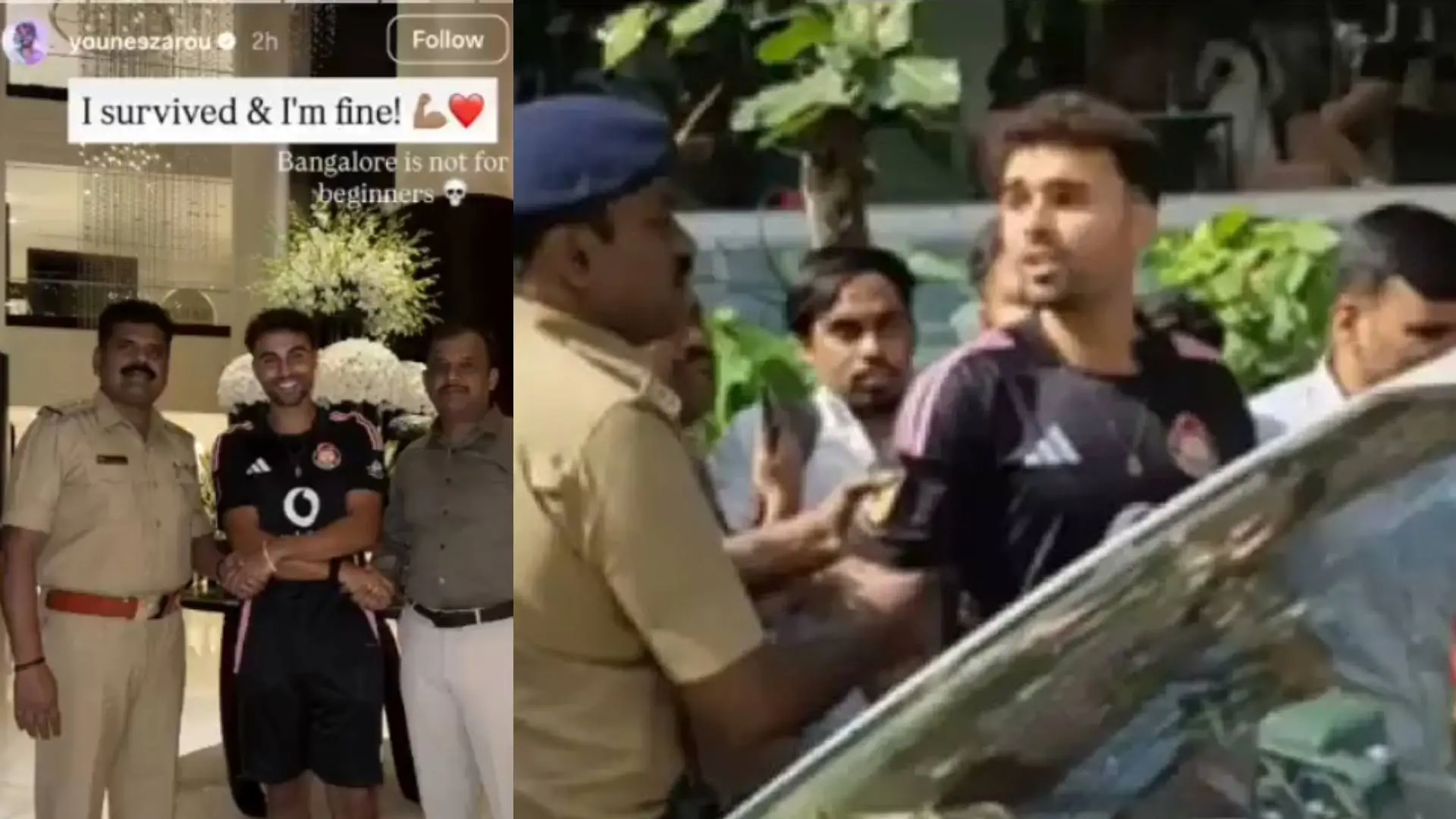 യൂനസ് സറോ ഇൻസ്റ്റഗ്രാമിൽ ഇട്ട സ്റ്റോറി, പോലീസ് കസ്റ്റഡിയിൽ എടുത്ത് നീക്കുന്ന ദൃശ്യം