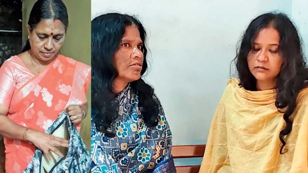 പണം സൂക്ഷിച്ചിരുന്ന ബാഗുമായി ജലജാ സുരേഷ്, അറസ്റ്റിലായ ശെൽവിയും അഥിനിയും