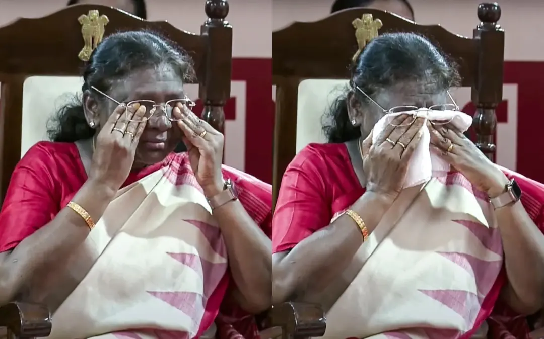 കാഴ്ചപരിമിതിയുള്ള കുട്ടികളുടെ പാട്ടുകേട്ട് രാഷ്ട്രപതി ദ്രൗപദി മുർമു വികാരാധീനയായപ്പോൾ | Photos: PTI