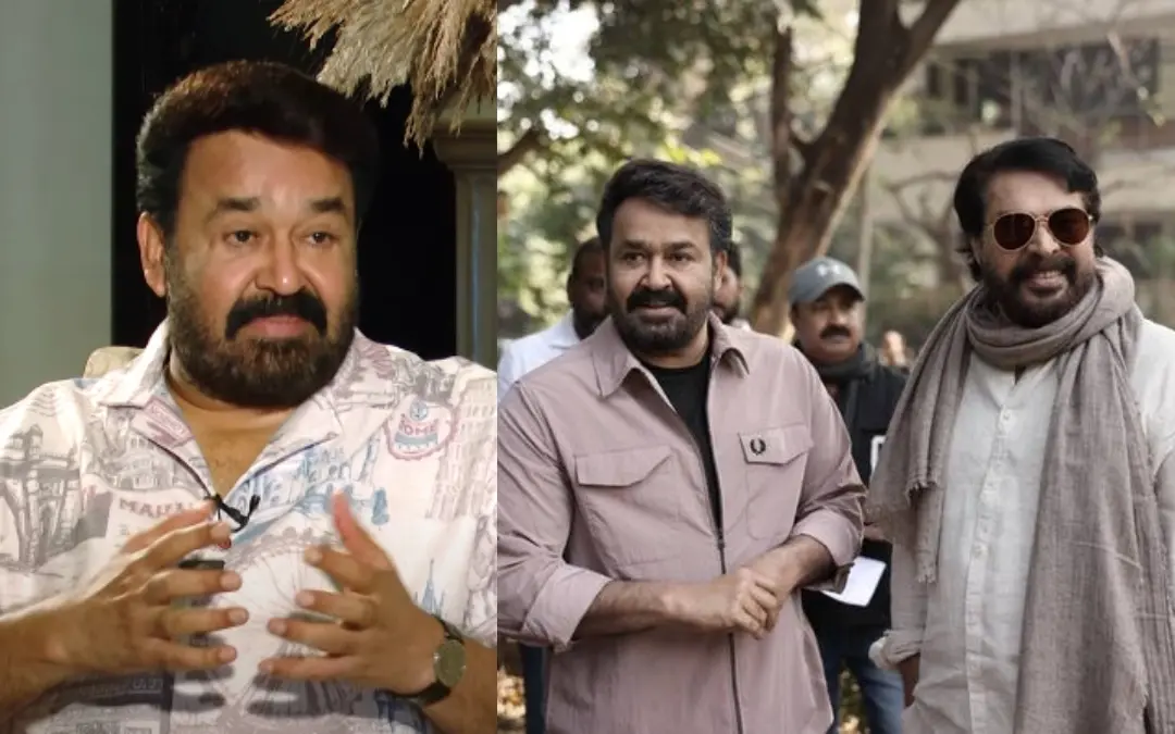 മോഹന്ലാല് ശ്രീലങ്കന് മാധ്യമത്തിന് നല്കിയ അഭിമുഖത്തില്, മോഹന്ലാലും മമ്മൂട്ടിയും മഹേഷ് നാരായണന് ചിത്രത്തിന്റെ സെറ്റില് | Photo: Screen grab/ Newsfirst English, Special Arrangement