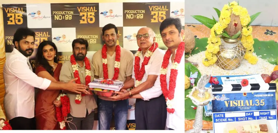 'വിശാല്-35' എന്ന പുതിയ സിനിമയുടെ ഭാഗമായി നടത്തിയ പൂജ ചടങ്ങ്