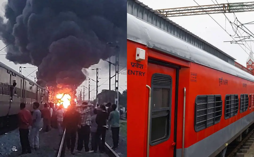 തിരുവള്ളൂരില് ചരക്ക് ട്രെയിനിന് തീപ്പിടിച്ചതിന്റെ ദൃശ്യം(ഇടത്ത്) പ്രതീകാത്മക ചിത്രം(വലത്ത്)