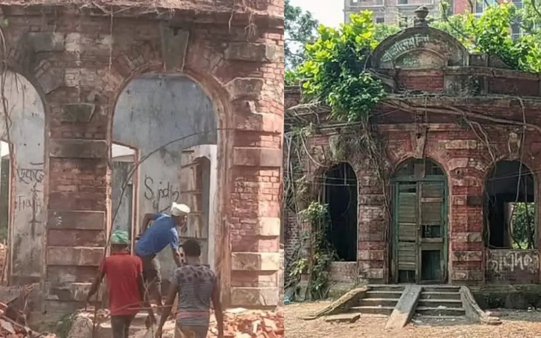 ബംഗ്ലാദേശിലെ സത്യജിത് റേയുടെ കുടുംബവസതി പൊളിക്കാന് ആരംഭിച്ചപ്പോള് | Photo: X/ DD News