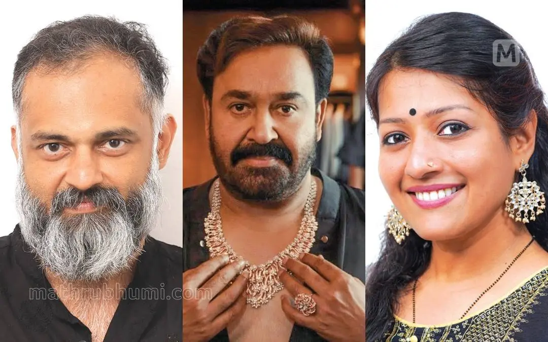 ബിജിബാല്, പരസ്യചിത്രത്തില് മോഹന്ലാല്, സംഗീത ശ്രീകാന്ത് | ഫോട്ടോ: മാതൃഭൂമി