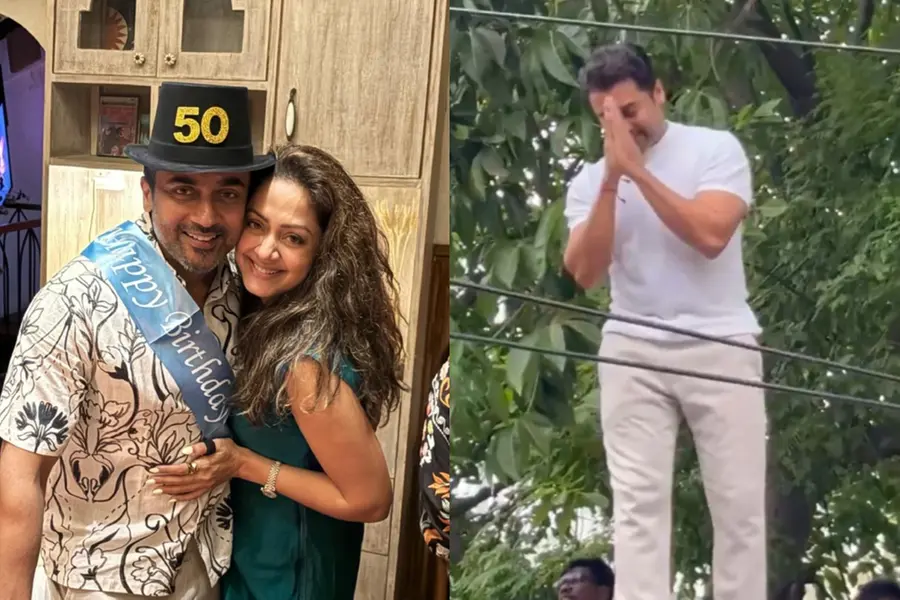 സൂര്യയ്ക്ക് 50-ാം പിറന്നാൾ, സുഹൃത്തുക്കൾക്കൊപ്പം ജ്യോതികയുടെ പാർട്ടി; ആരാധകരെ അഭിവാദ്യംചെയ്ത് നടൻ