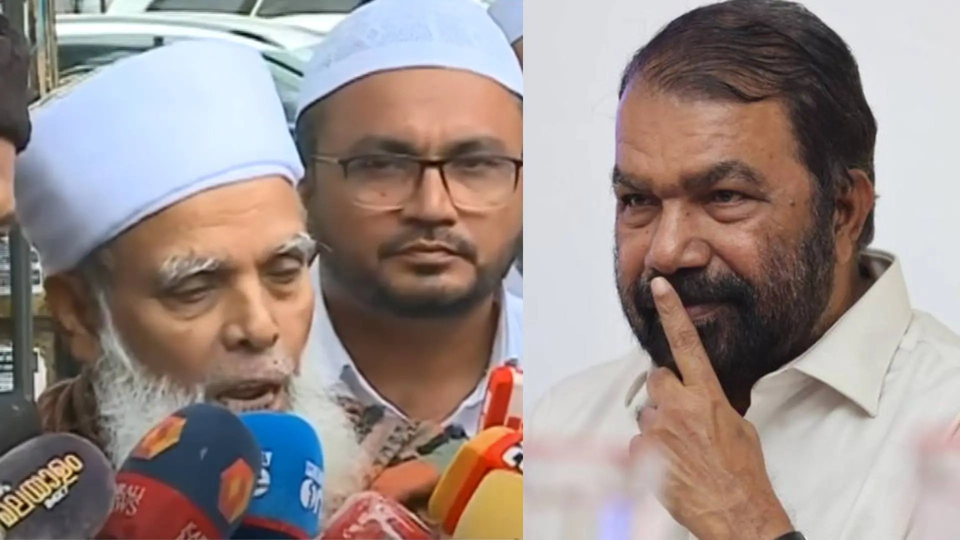 സമസ്ത നേതാക്കൾ മാധ്യമങ്ങളെ കാണുന്നു, വിദ്യാഭ്യാസമന്ത്രി വി. ശിവൻകുട്ടി | Photo: മാതൃഭൂമി