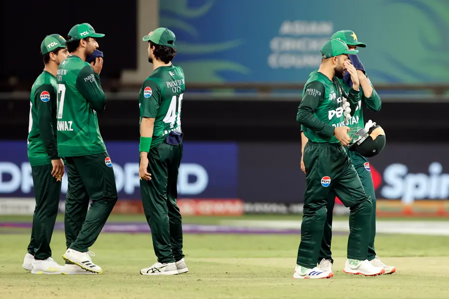 Pakistan's players look dejected after losing the Asia Cup 2025 match against India