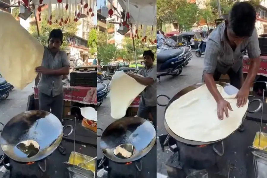 വൈറലായി ഭീമന് പറാത്ത; സ്ട്രീറ്റ്ഫുഡ് സുരക്ഷിതമോ? എതിര്ത്തും അനുകൂലിച്ചും കമന്റുകള്