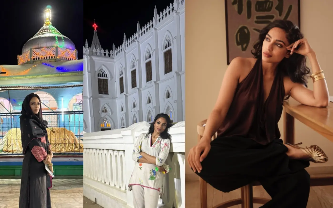 ശോഭിതാ ധുലിപാല നാഗൂർ ദർഗയിലും വേളാങ്കണ്ണി ചർച്ചിലും, ശോഭിതാ ധുലിപാല | Photos: instagram.com/sobhitad