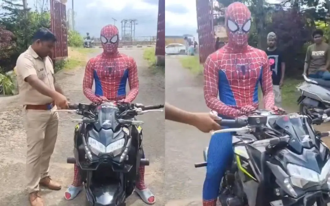 യുവാവിനെ പോലീസ് പിടികൂടിയപ്പോള് | Photo: Screen grab/ X: Mukesh Kumar Sahu
