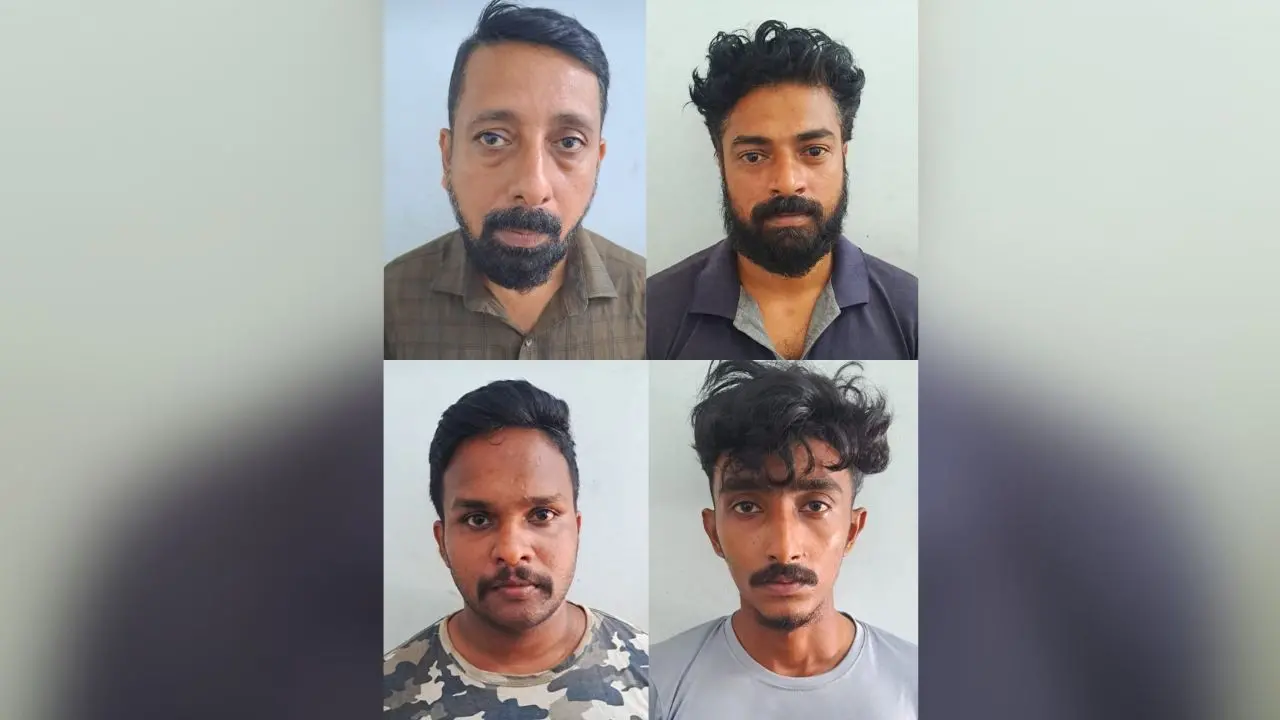അറസ്റ്റിലായ മനോജ്, മനു, അര്ജുനന്, അജിത്കുമാര് (Images: Special arrangement)
