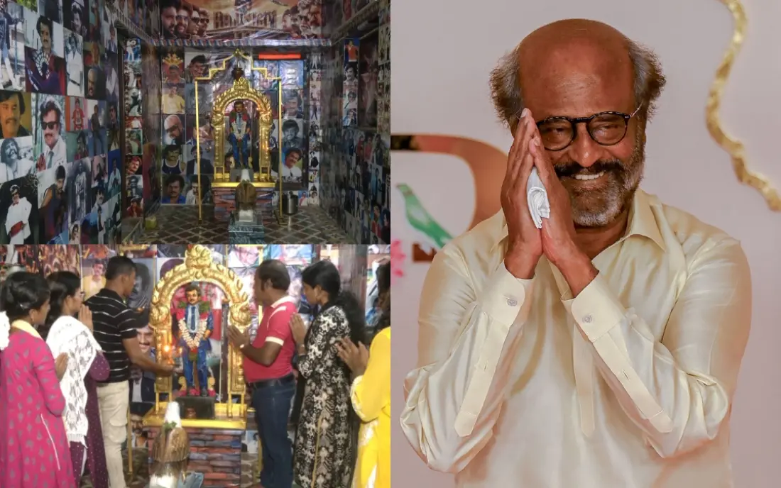 ചിത്രങ്ങൾ കൊണ്ട് അലങ്കരിച്ച രജനീകാന്തിന്റെ ക്ഷേത്രം, രജനീകാന്ത് | Photos: ANI, AFP