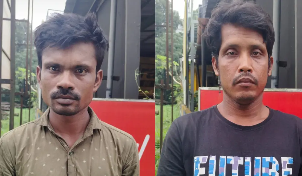കഞ്ചാവുമായി പിടിയിലായ സഹിദുൽ ഇസ്ലാം, ഹസനൂർ ഇസ്ലാം