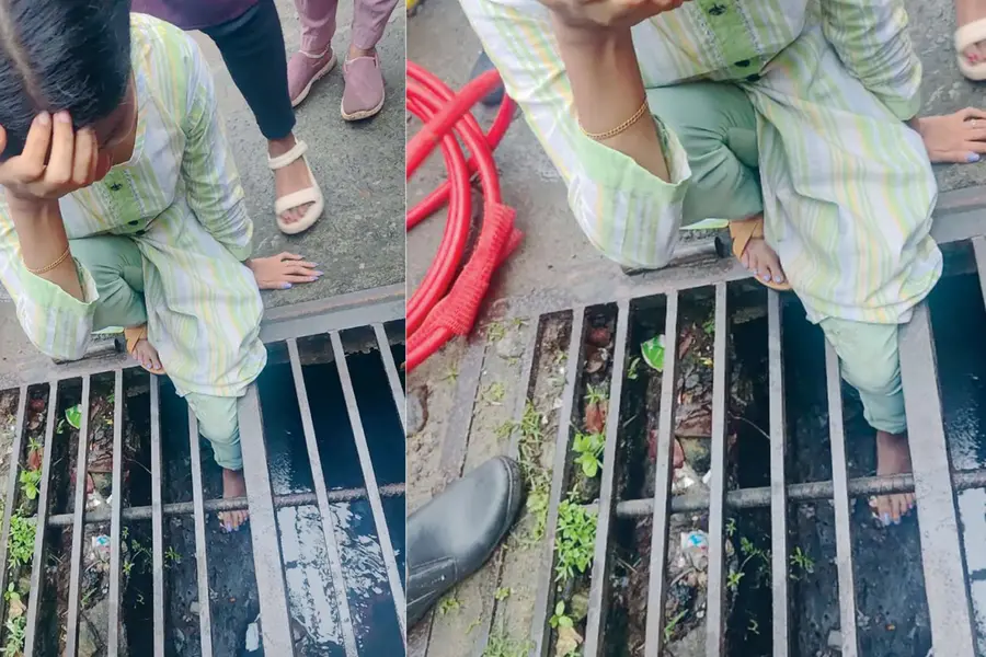 ചായ കുടിക്കാനിറങ്ങി, കാല് ഓടയുടെ കമ്പിക്കിടയിൽ കുടുങ്ങി; യുവതിയുടെ രക്ഷയ്ക്ക് അഗ്നിരക്ഷാസേന