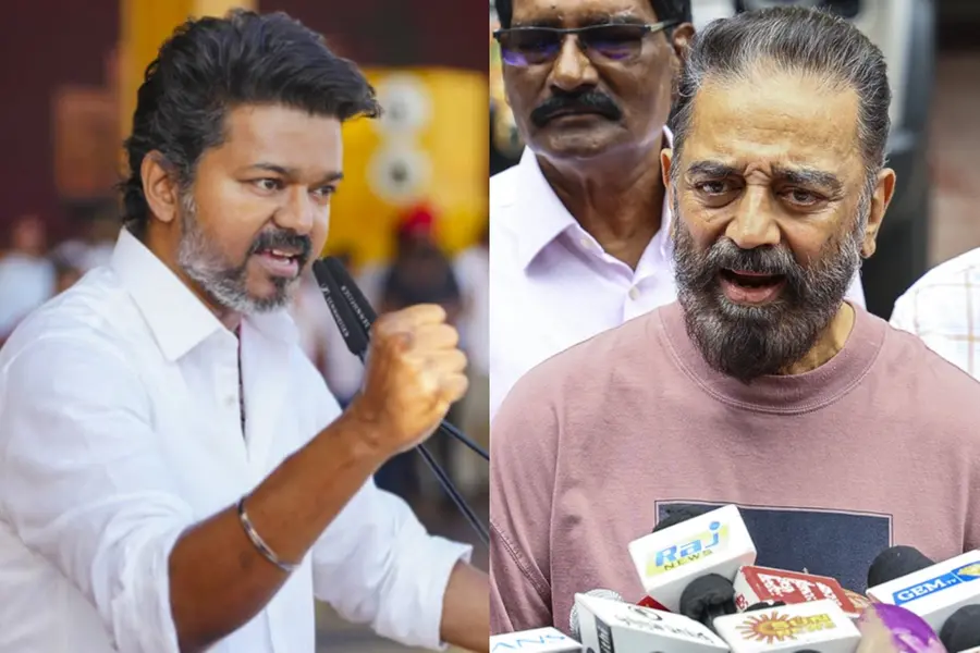 മാർക്കറ്റ് ഇടിഞ്ഞപ്പോൾ അഭയം തേടിയതല്ലെന്ന് വിജയ്; ആരുടെയെങ്കിലും പേര് പറഞ്ഞിട്ടുണ്ടോയെന്ന് കമൽഹാസൻ