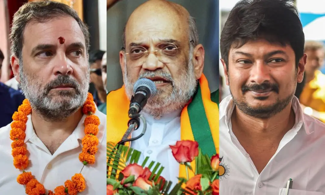 രാഹുൽ ഗാന്ധി, അമിത് ഷാ, ഉദയനിധി | Photo: ANI, PTI