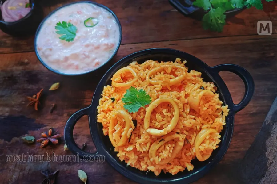 ബിരിയാണിയും നെയ്ചോറും മടുത്തോ? തയ്യാറാക്കാം കൂന്തൾ ചോറും റൈത്തയും