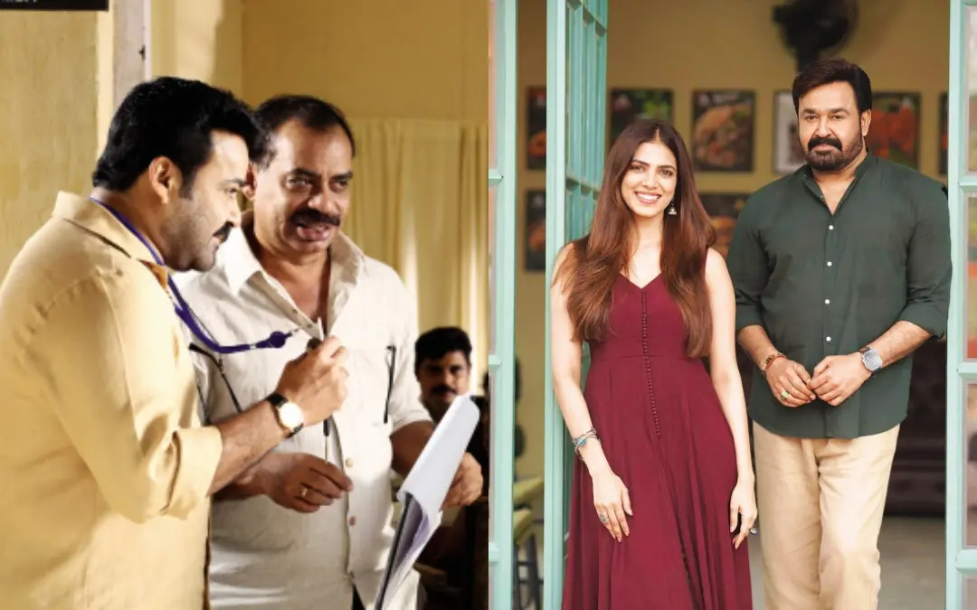 മോഹന്ലാലും സത്യന് അന്തിക്കാടും 'എന്നും എപ്പോഴും' ഷൂട്ടിങ്ങിനിടെ, മോഹന്ലാലും മാളവിക മോഹനനും 'ഹൃദയപൂര്വ്വ'ത്തില് | Photo: Special Arrangement