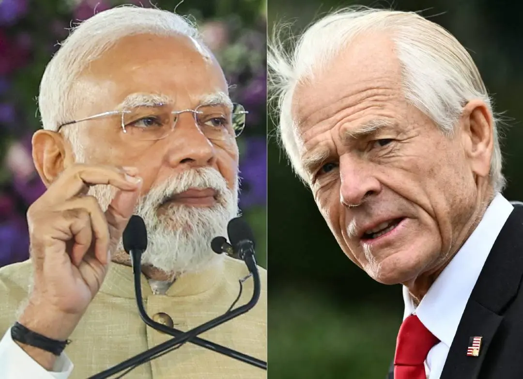 നരേന്ദ്ര മോദി, പീറ്റർ നവാരൊ | Photo: PTI, AFP