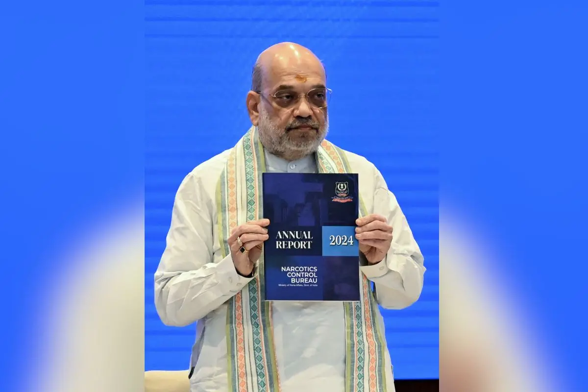 Union Minister for Home Affairs and Cooperation Amit Shah releasing the annual report of the Narcotics Control Bureau during the 2nd National Conference of Heads of Anti-Narcotics Task Force (ANTF) of states/UTs at Sushama Swaraj Bhawan, in New Delhi on Tuesday | Photo: ANI