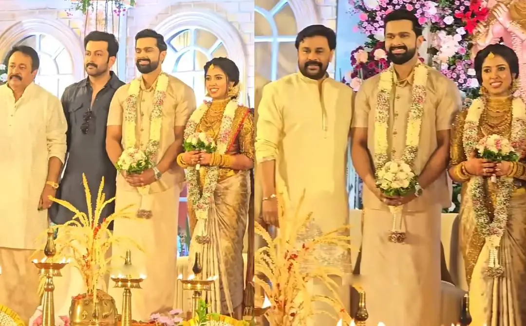 നടൻ രാമുവിന്റെ മകളുടെ വിവാഹത്തിൽ പങ്കെടുക്കാനെത്തിയ പൃഥ്വിരാജും ദിലീപും | സ്ക്രീൻഗ്രാബ്