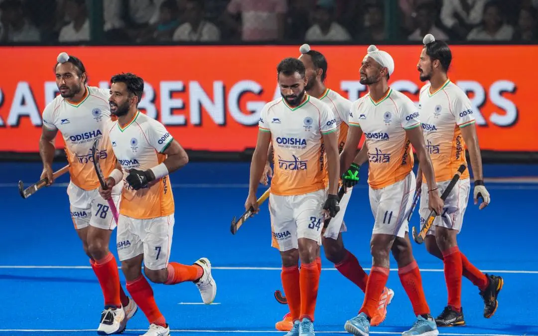 ഹോക്കി ഏഷ്യാ കപ്പിൽ ഇന്ത്യ - കസാഖ്സ്താൻ മത്സരത്തിൽ ഇന്ത്യൻ താരങ്ങൾ | പിടിഐ