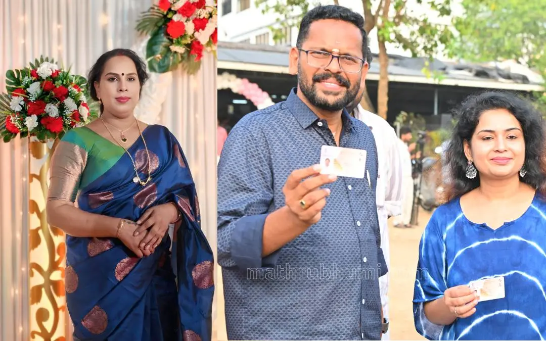 രാഗ രഞ്ജിനി, ഡോ. പി. സരിനൊപ്പം സൗമ്യ സരിന് | Photo: Facebook, Mathrubhumi