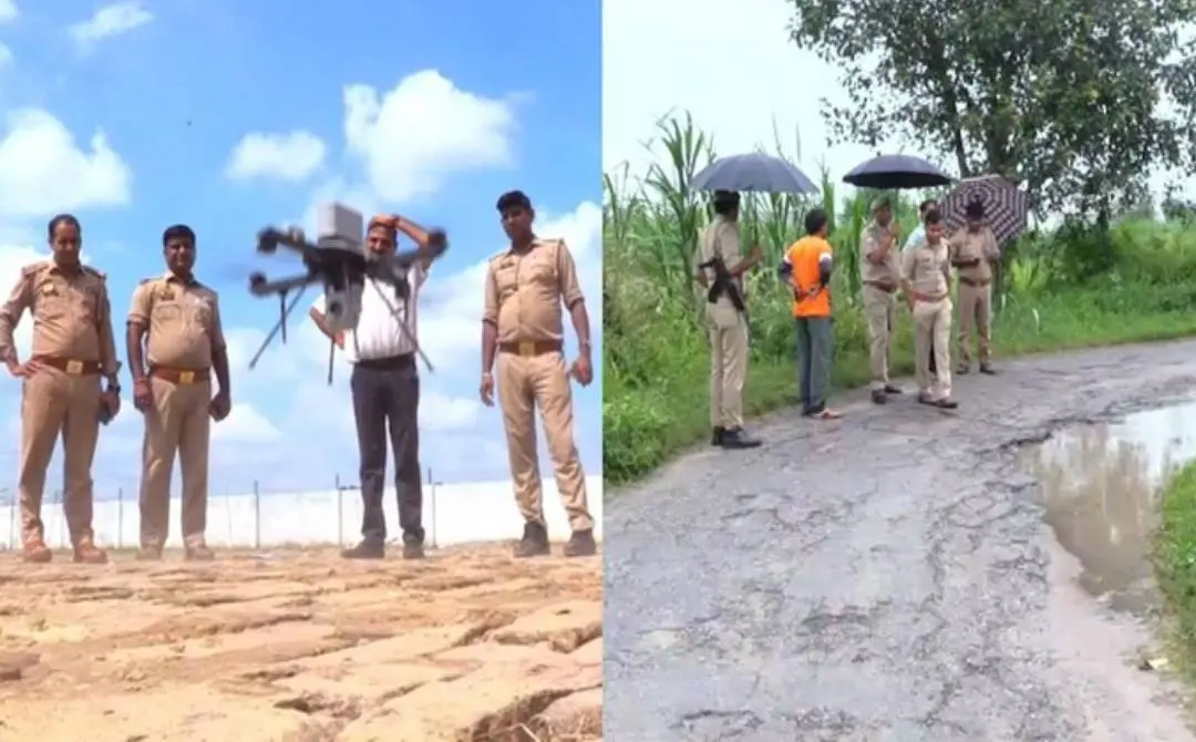 പോലീസ് തിരച്ചില് നടത്തുന്ന ദൃശ്യം | Photo Courtesy: x.com/ndtv