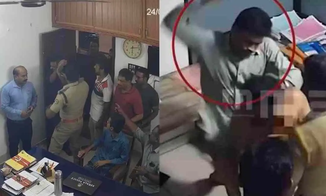 പീച്ചി പോലീസ് സ്റ്റേഷനില് ഹോട്ടലുടമ കെ.പി ഔസേപ്പിനെ പോലീസ് മര്ദ്ദിക്കുന്നു, കുന്നംകുളം സ്റ്റേഷനില് മര്ദ്ദനത്തിനിരയാവുന്ന സുജിത്ത്
