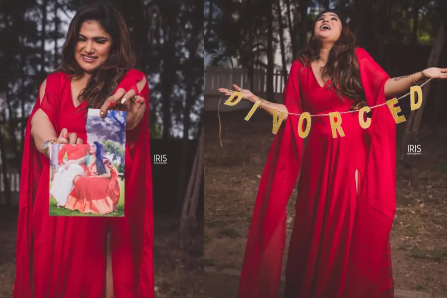 വിവാഹമോചനം ആഘോഷമാക്കി തമിഴ് നടി ശാലിനി; 'ഡിവോഴ്‌സ് ഫോട്ടോഷൂട്ട്' വൈറല്‍