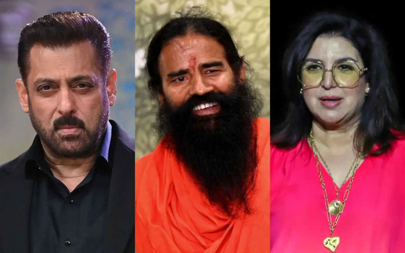 സൽമാൻ ഖാൻ, ബാബാ രാംദേവ്, ഫറാ ഖാൻ | Photos: AFP, PTI