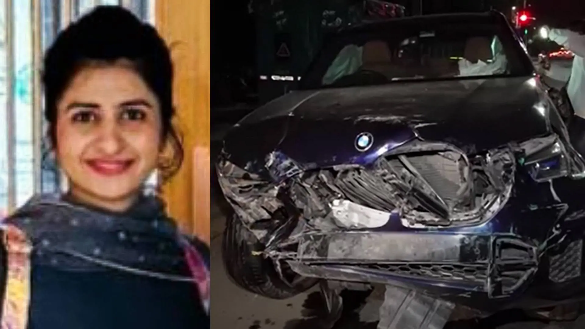 അറസ്റ്റിലായ ഗഗൻപ്രീത് കൗര്‍, അപകടത്തിൽപെട്ട കാർ | Photo:PTI, ANI