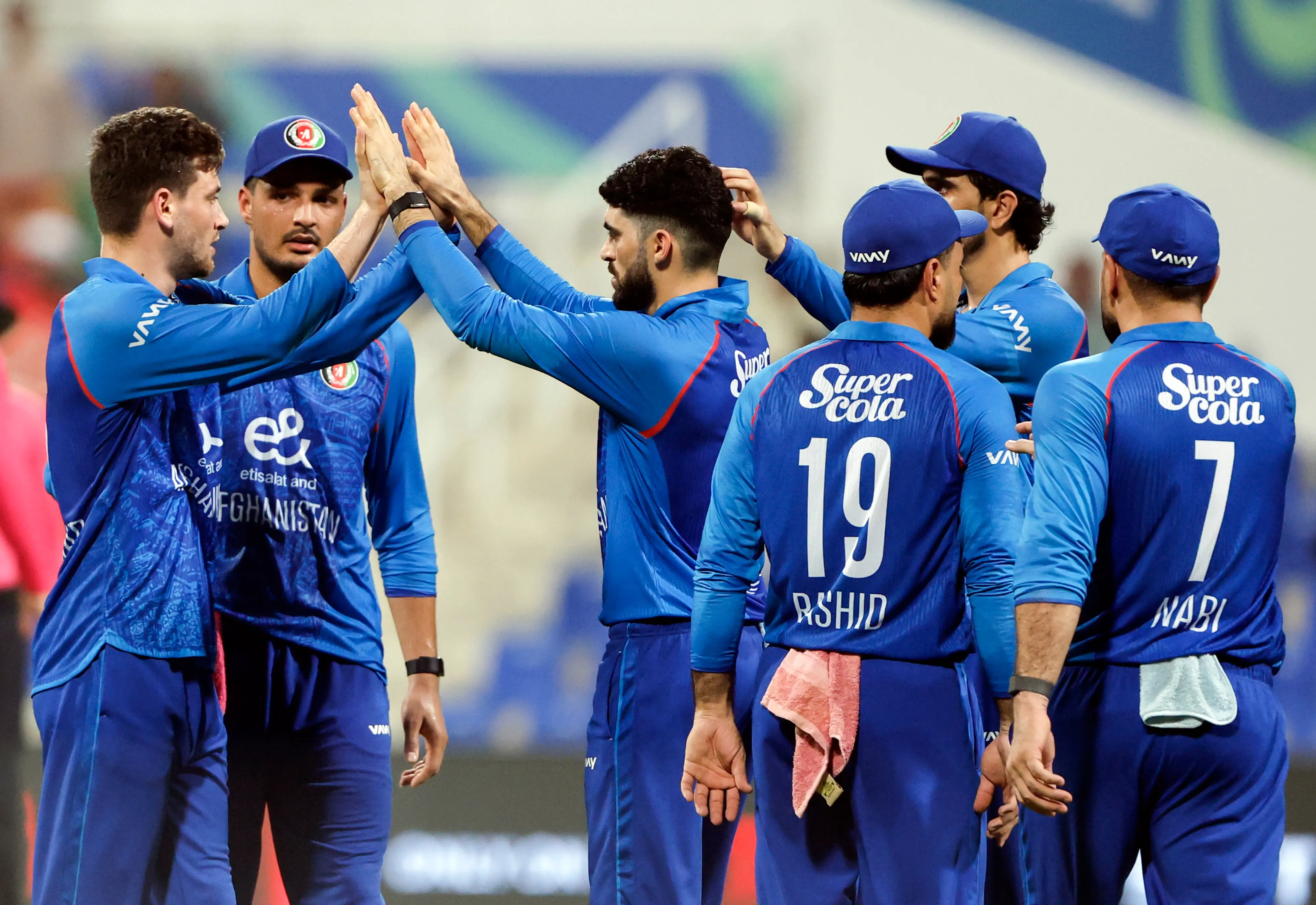 Afghanistan's Noor Ahmad and teammates celebrate the wicket of Bangladesh's Tanzid Hasan Tamim during their Asia Cup 2025 match, at Sheikh Zayed Stadium in Abu Dhabi | File photo: ANI