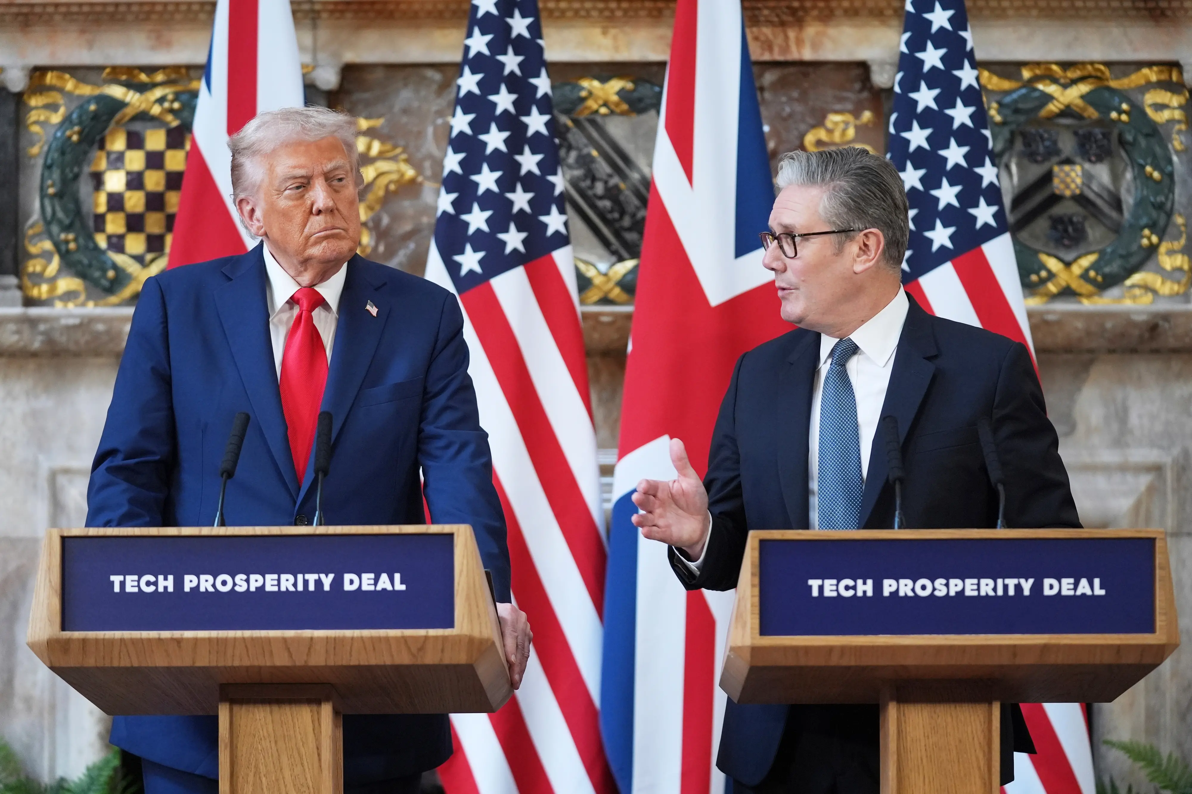 President Donald Trump attends a joint press conference with Britain's Prime Minister Keir Starmer at Chequers near Aylesbury | Photo: AP