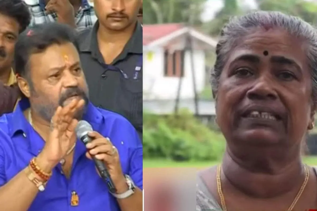 Suresh Gopi during the public interaction; Anandavalli | Photo: Screengrab/ Mathrubhumi News