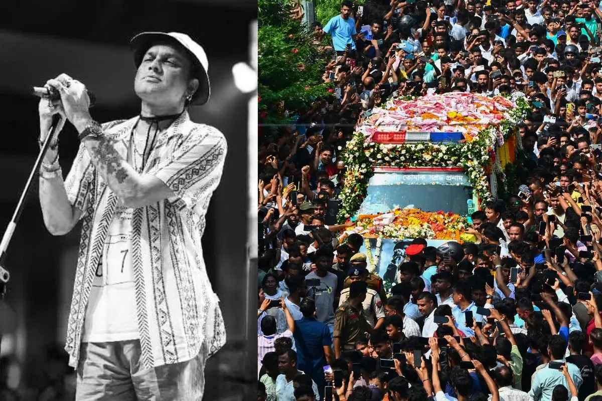 Assamese Singer Zubeen Garg, people gather as his mortal remains are taken to his residence from the Guwahati airport | ANI, PTI