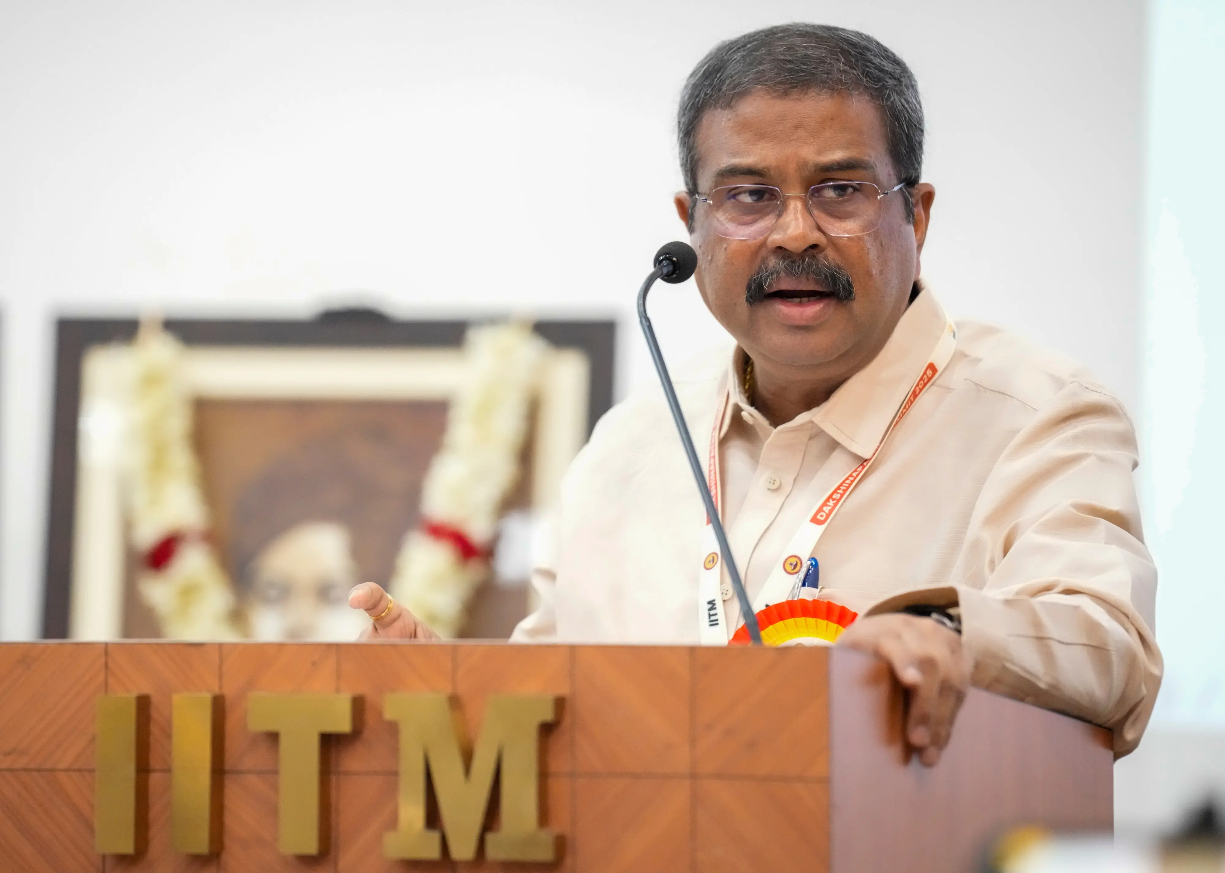 Union Education Minister Dharmendra Pradhan addresses the 'Think India Dakshinapatha Summit 2025' at the Indian Institute of Technology (IIT) Madras | Photo: PTI