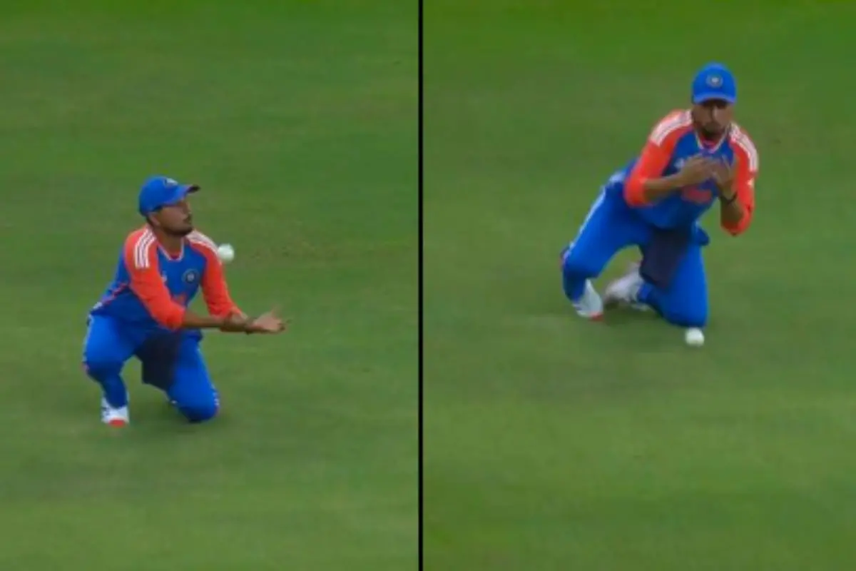 Kuldeep Yadav spills a sitter. | Screengrab/X