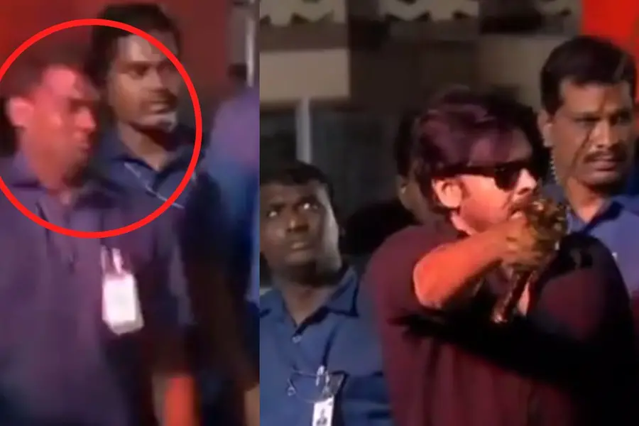 Just miss! Pawan Kalyan’s sword nearly injures his bodyguard at ‘OG’ pre-release event | VIDEO
